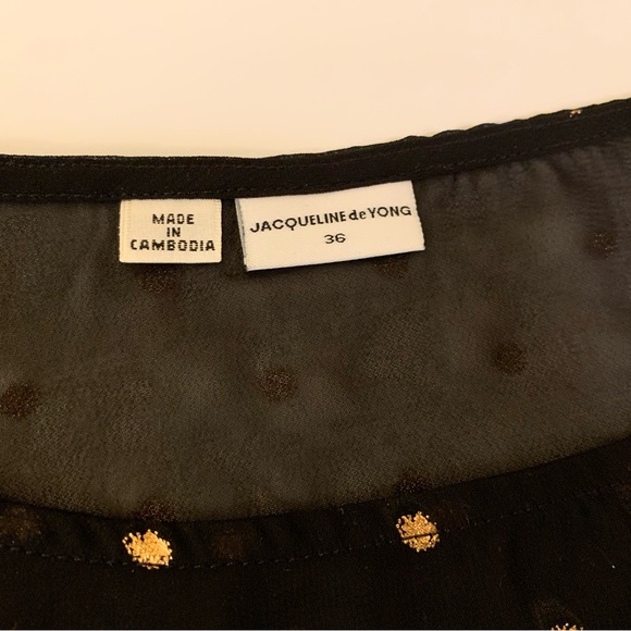 Sheer Black and Gold Polka Dot Top - Picture 4 of 6